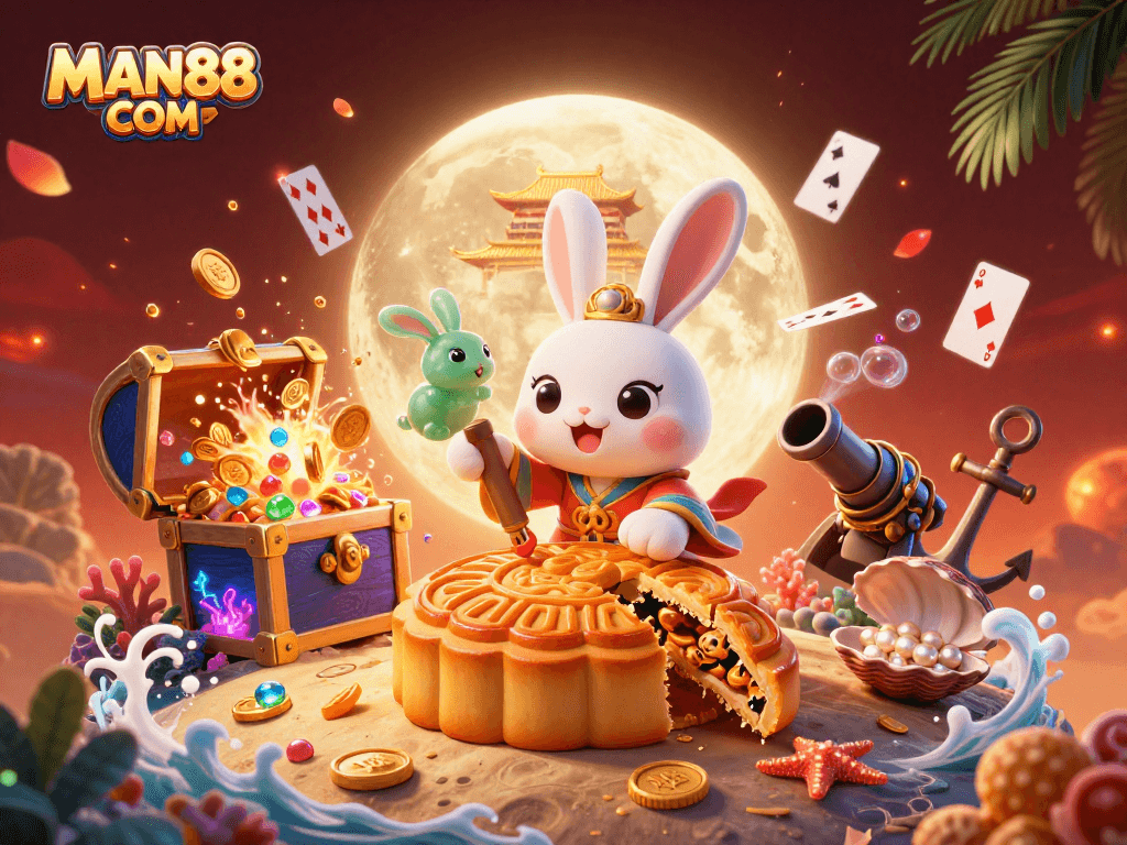 Bet Big with MAN88 COM: Join the moon rabbit in a vibrant casino adventure!