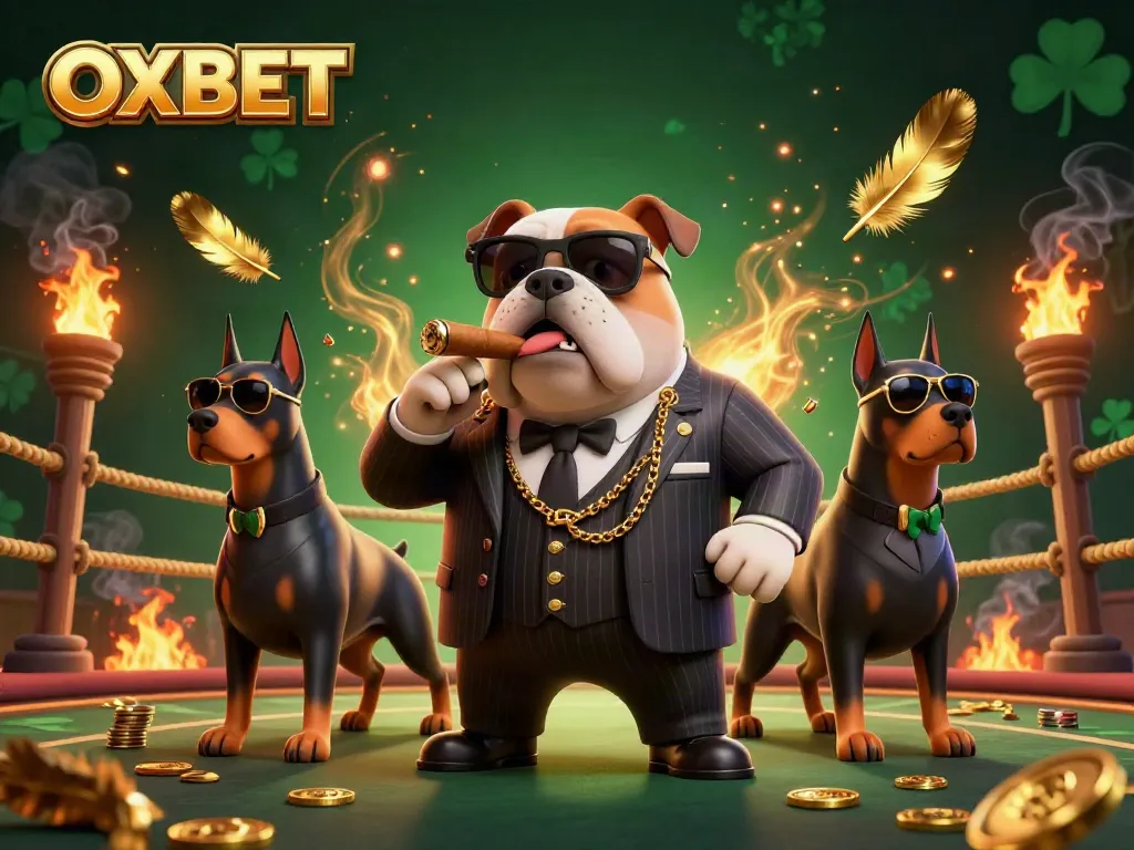 Experience the thrilling world of OXBET with vibrant characters and dynamic casino elements swirling around, capturing the essence of gaming.
