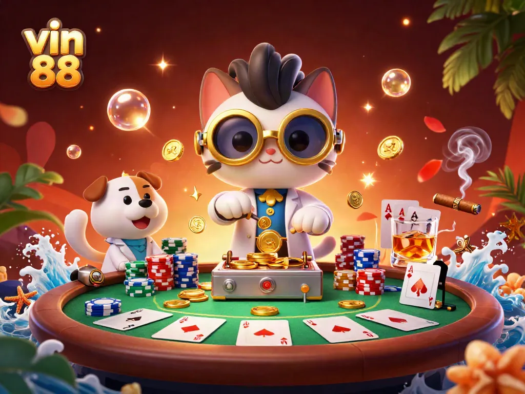 Play poker with vin 88's thrilling 3D illustration of exciting game dynamics and engagement.
