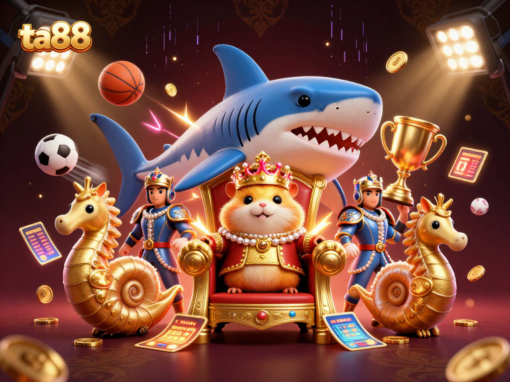 Bet on exciting sports action with ta88, as the hamster king reigns from his megalodon throne.