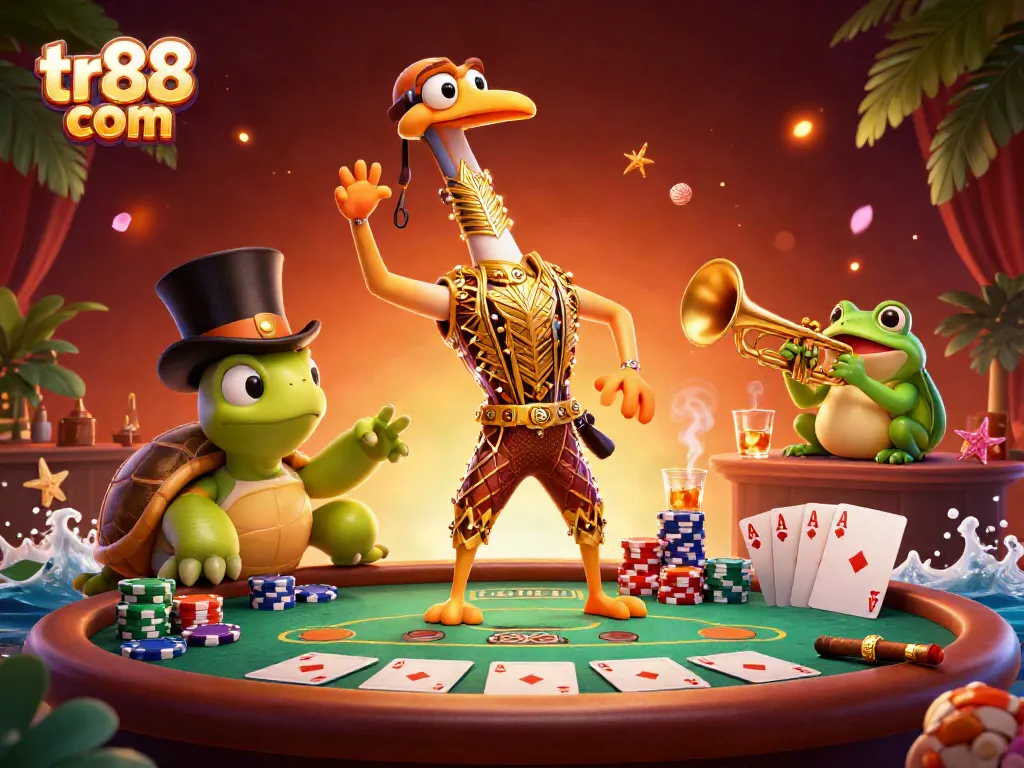Engage at the tr88 com casino with vibrant poker action and colorful characters in a lively setting.