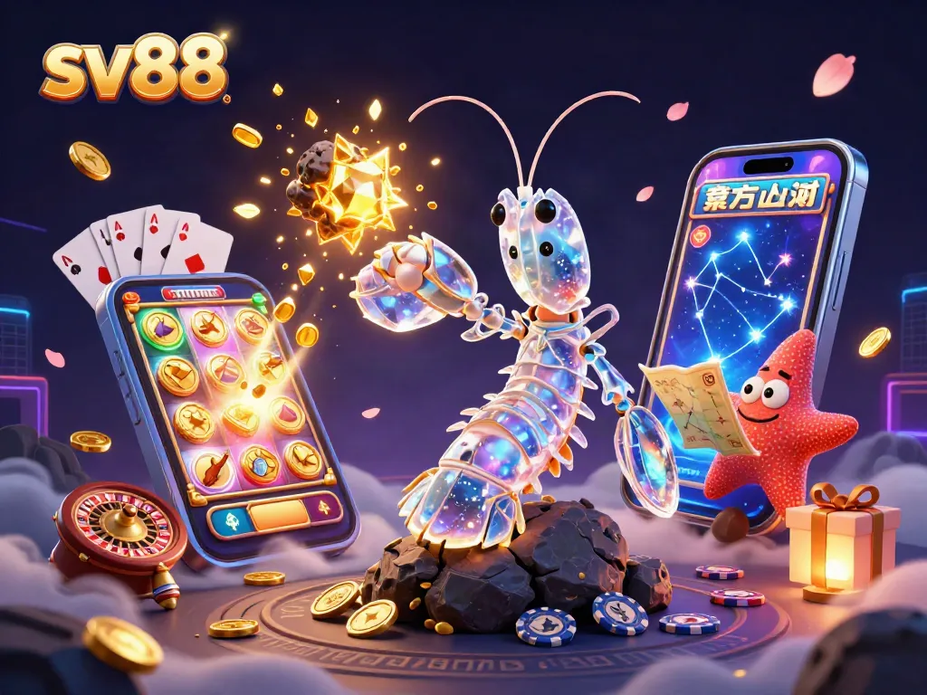Engage in thrilling slot gameplay with sv88, showcasing 3D action and dynamic casino elements.