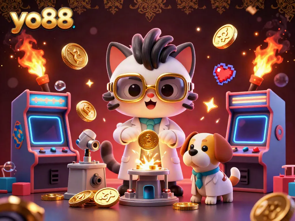 Experience the excitement of yo88 at a vibrant 3D casino scene with animated characters and gaming elements.