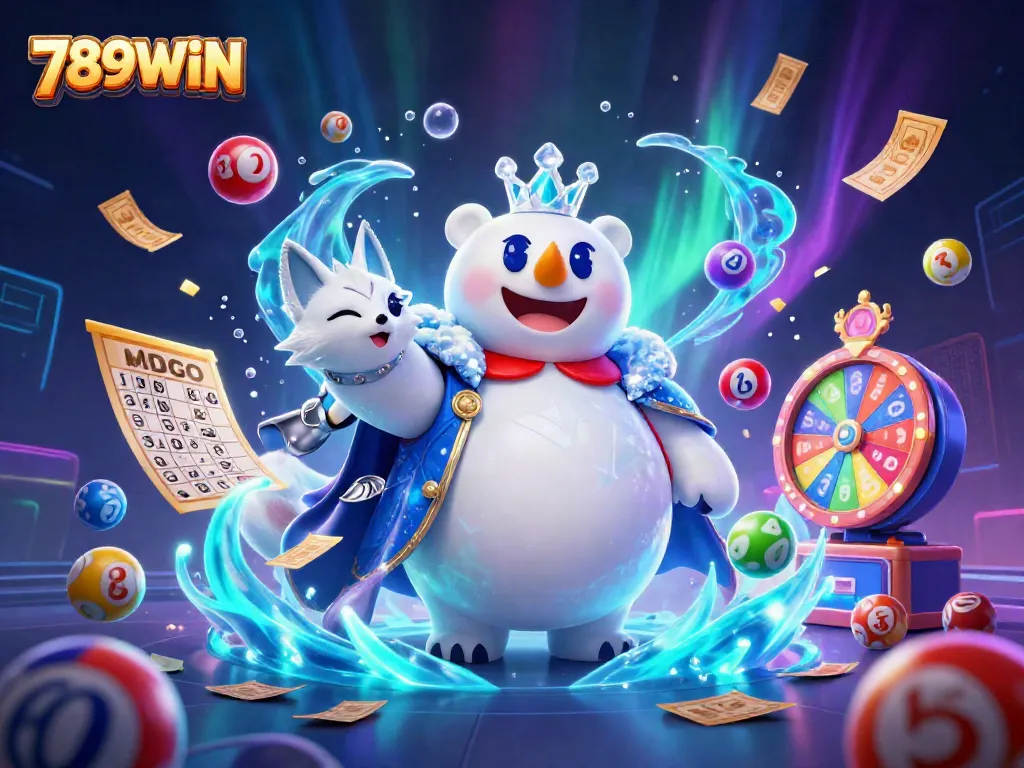 Experience thrilling games at 789WIN with a vibrant 3D scene featuring lucky symbols and dynamic energy.