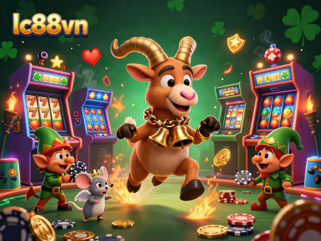 Enjoy thrilling adventures with lc88vn's festive horror casino scene featuring playful characters.