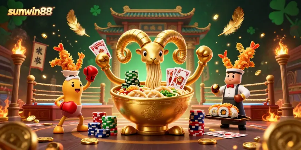 Join the excitement at sunwin88 with a vibrant casino scene featuring animated characters and energetic gameplay.