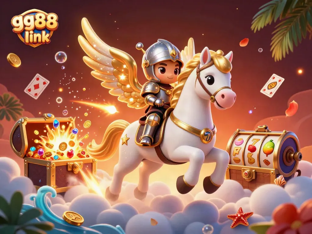 Experience winning excitement with gg88 link in this vibrant 3D casino scene.