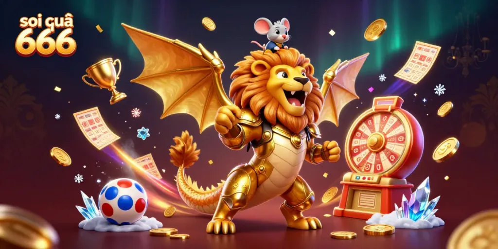 Experience the thrill of soi cầu 666 with dynamic lottery elements and a triumphant chimera.