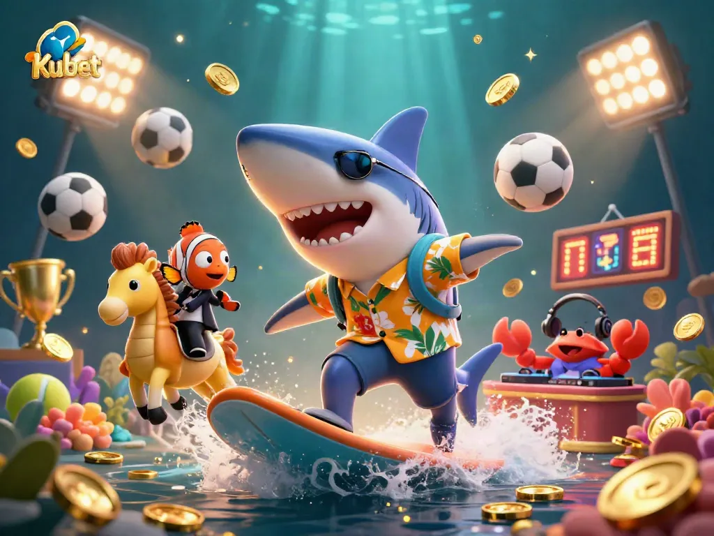 Kubet online casino illustration showcasing a dynamic scene of action and excitement with colorful characters.