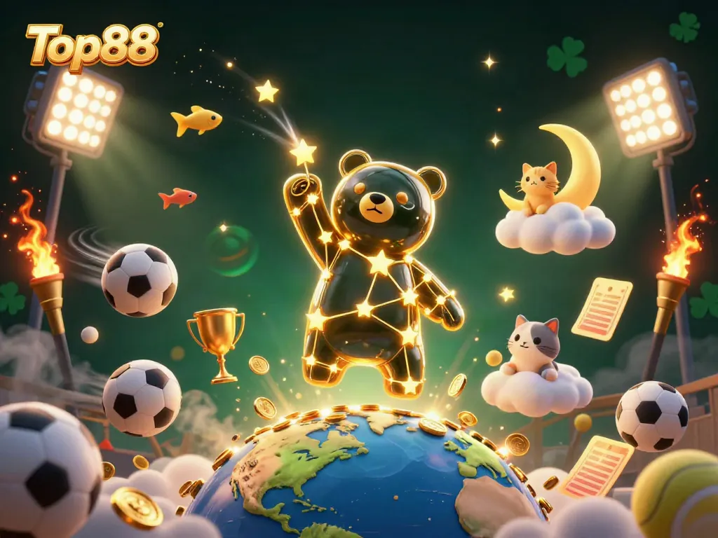 Engage with Top88 in exciting games with gold coins, sports elements, and dynamic characters.