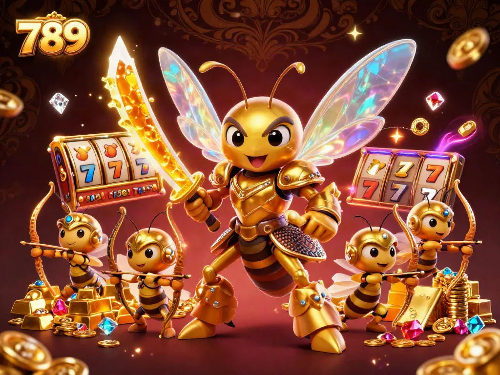 Engage in thrilling gameplay with 789club as a golden hornet in samurai armor wields honey katanas.