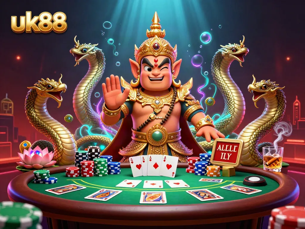 Experience the thrill of uk88 with vibrant casino action and rich details in this dynamic 3D illustration.