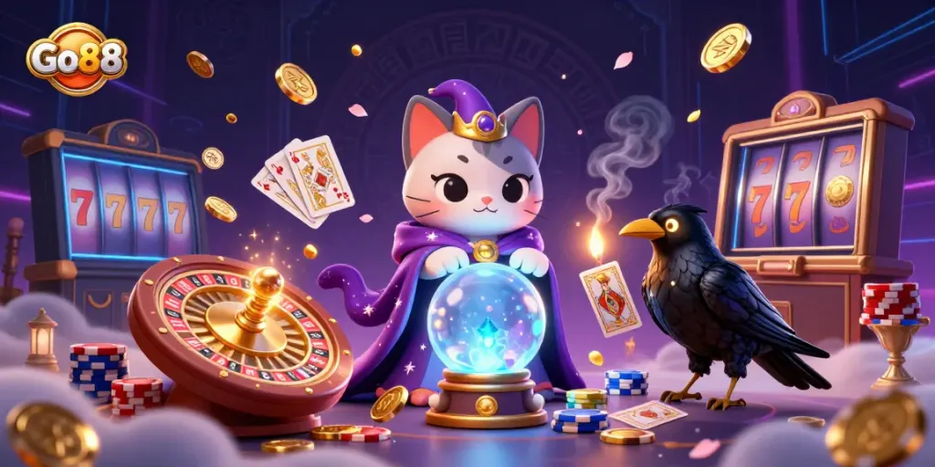 Experience the mesmerizing world of Go88 with vibrant casino elements and winning energy.