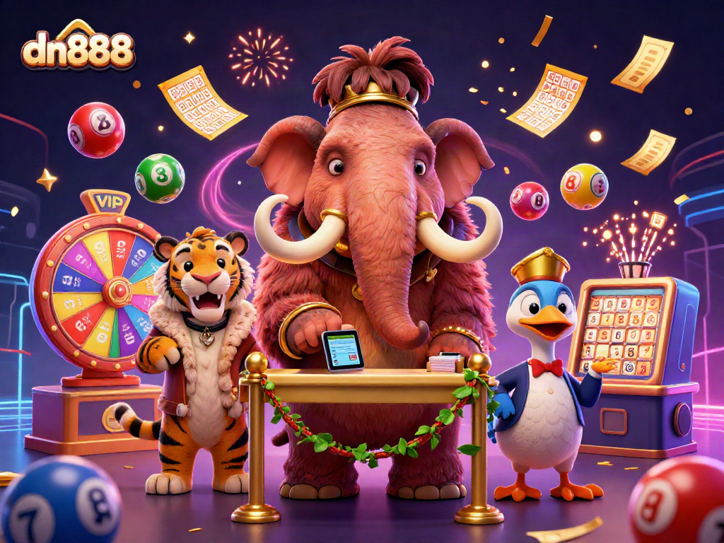 Experience the excitement at dn888 with vibrant characters and dynamic lottery elements!