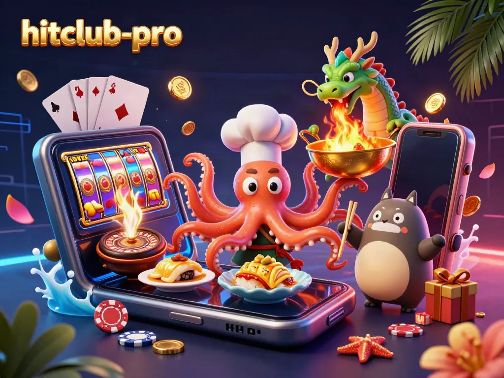 Experience thrilling gaming moments with hitclub-pro featuring fun characters and vibrant casino elements.