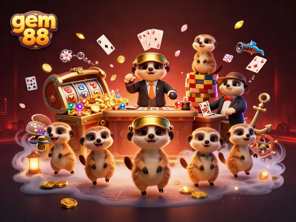 Experience the vibrant world of gem 88, where meerkats run a bustling casino, creating winning moments.