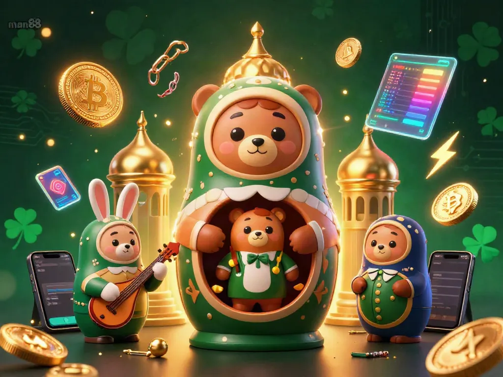 Play at man88 with a vibrant 3D scene showcasing bears, coins, and casino elements, creating a lively atmosphere.