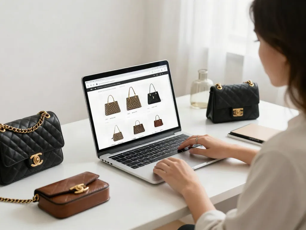Shopping for high-quality replica bags at an online replica shop.
