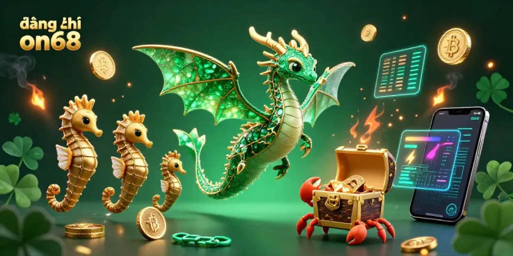 Experience the excitement of đăng ký on68 with magical sea dragons and crypto-themed visuals.