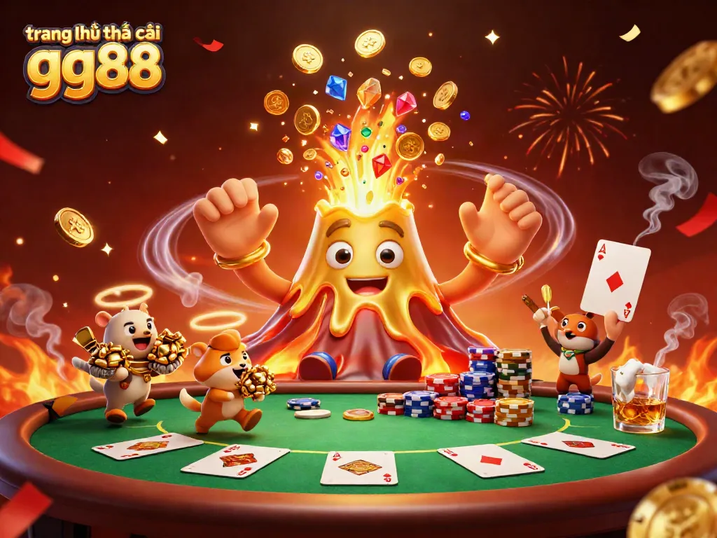 Experience the excitement of trang chủ nhà cái gg88 with a vibrant 3D casino scene, overflowing with treasures and action.